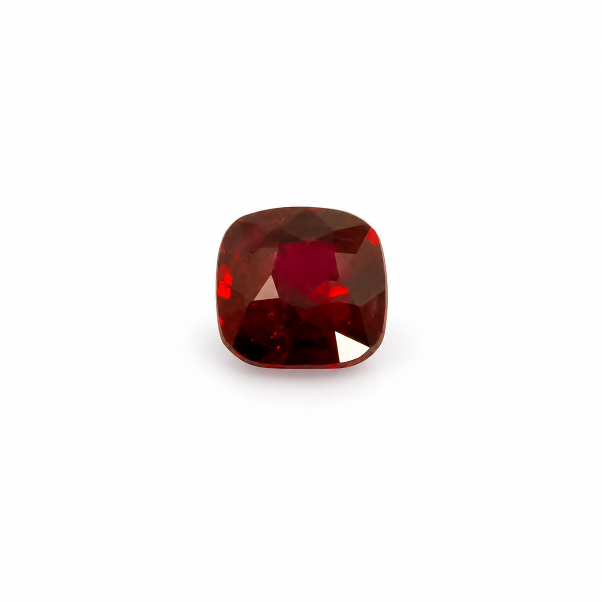 0.58ct natural unheated ruby, pigeon blood red cushion cut