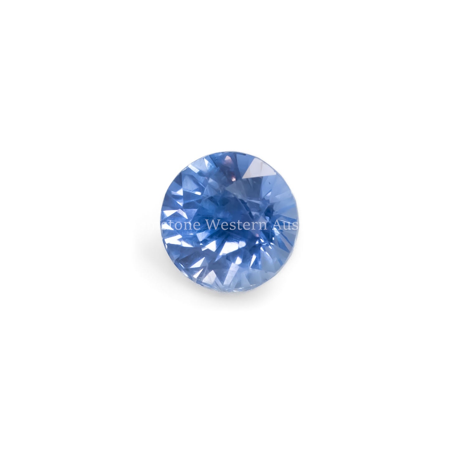 Front view of 1.53CT Natural Unheated Blue Sapphire – Round Mixed Cut n white background.