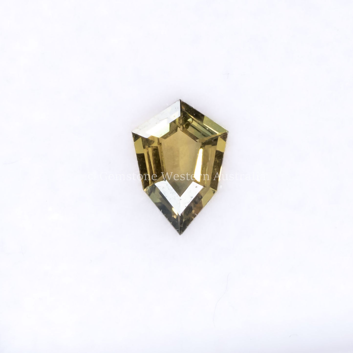 Front view of 0.46CT Natural Unheated Teal-Green Sapphire – Shield Fancy Cut in white background.