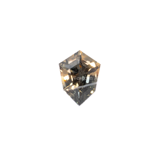 Front view of 0.76CT Natural Unheated Teal-Green Sapphire – Shield Fancy Cut in white background.