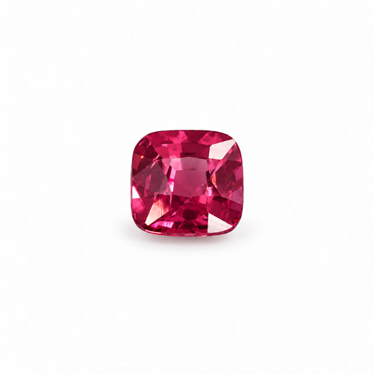 0.68ct natural unheated ruby, purplish red cushion cut