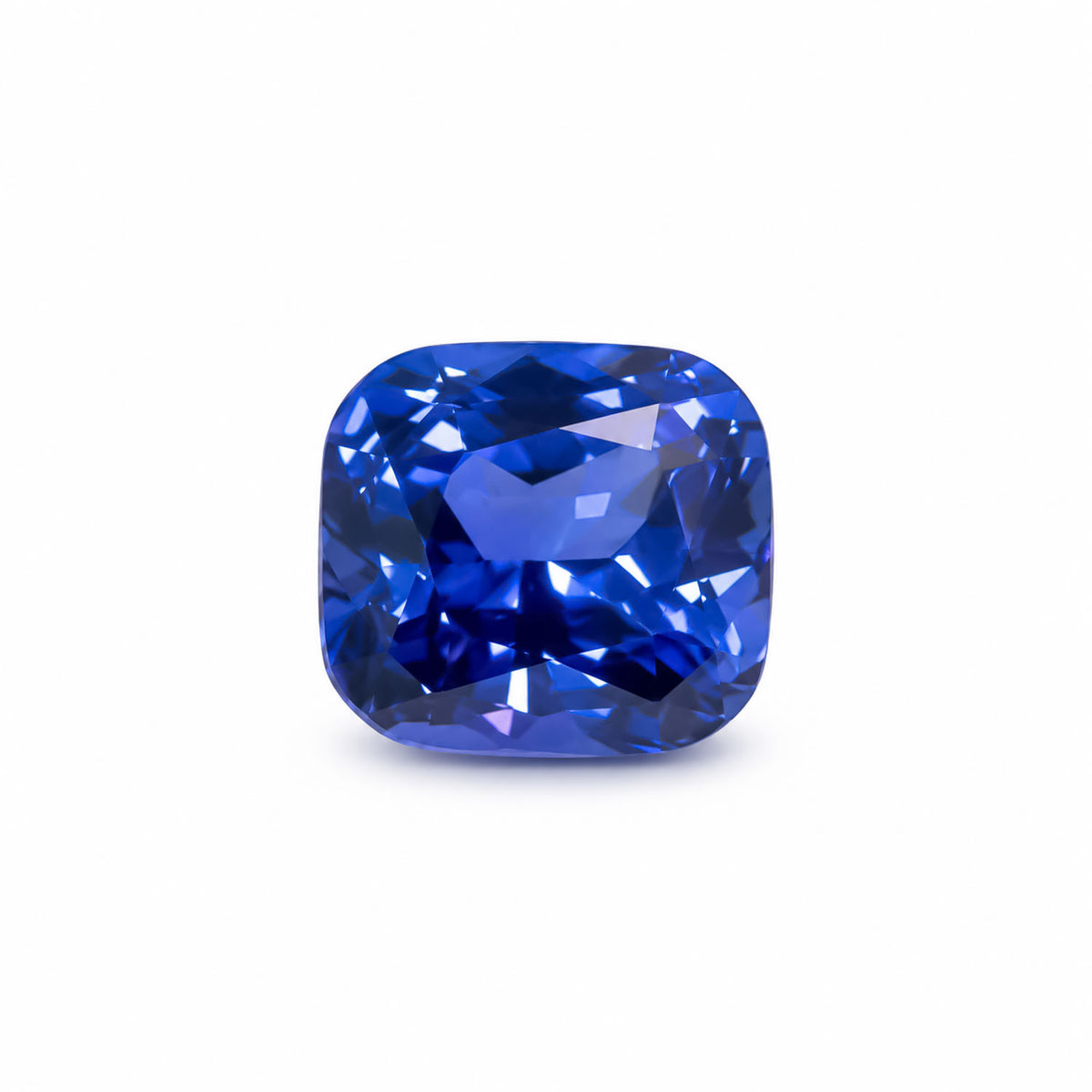 4.60ct natural tanzanite, violetish blue cushion cut