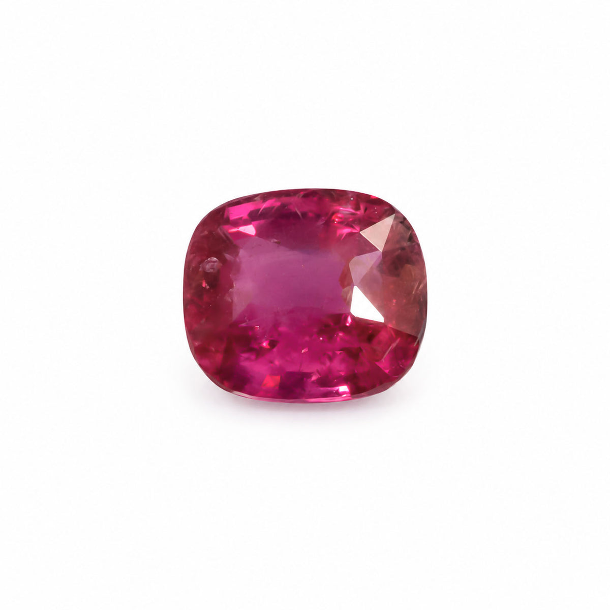 0.70ct natural unheated pinkish red ruby, cushion mixed cut
