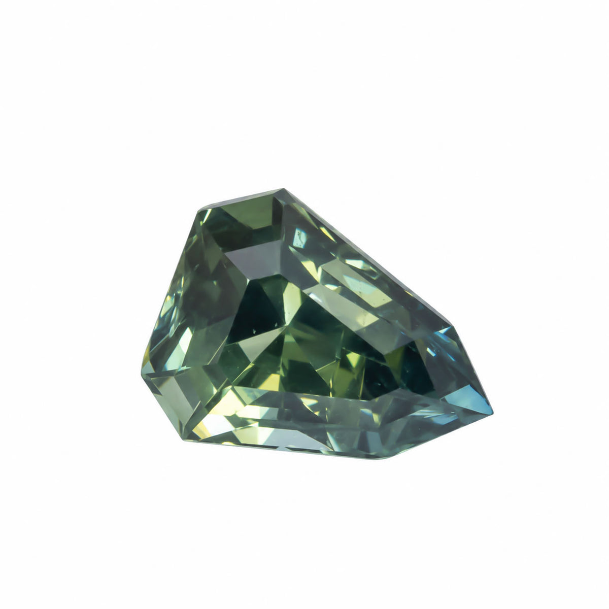 1.24ct natural unheated green teal sapphire, shield fancy cut