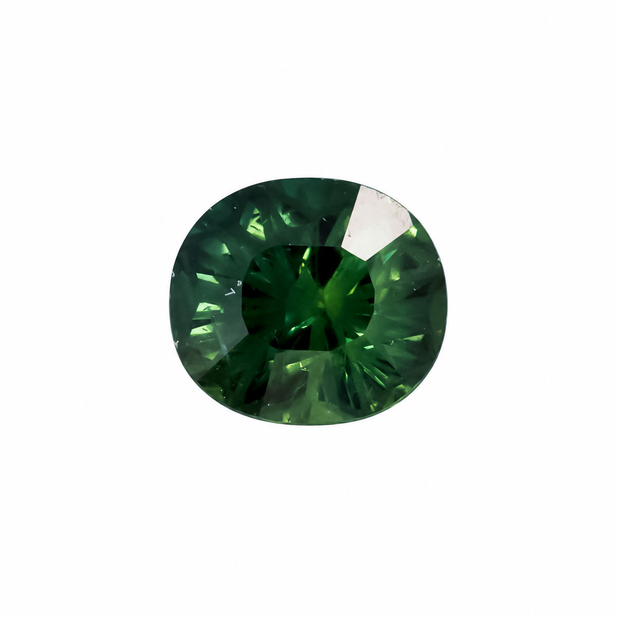 0.88ct natural green sapphire, oval precision cut