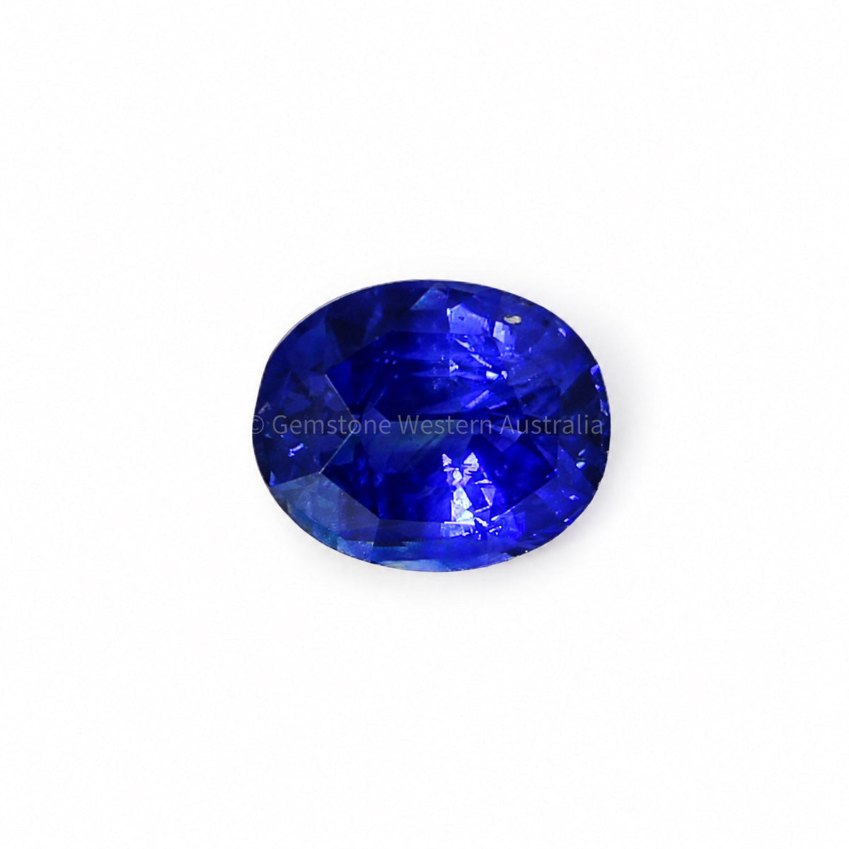 5.06 ct unheated blue sapphire oval cut shown at an angle