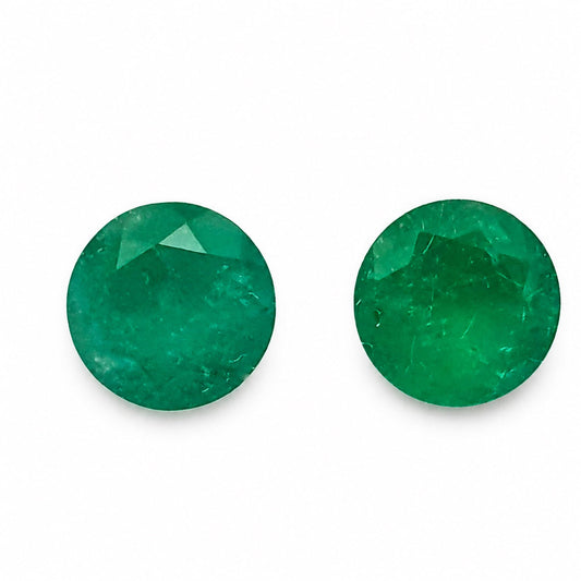 Matched pair of natural Colombian emeralds totalling 2.94 ct, round cut
