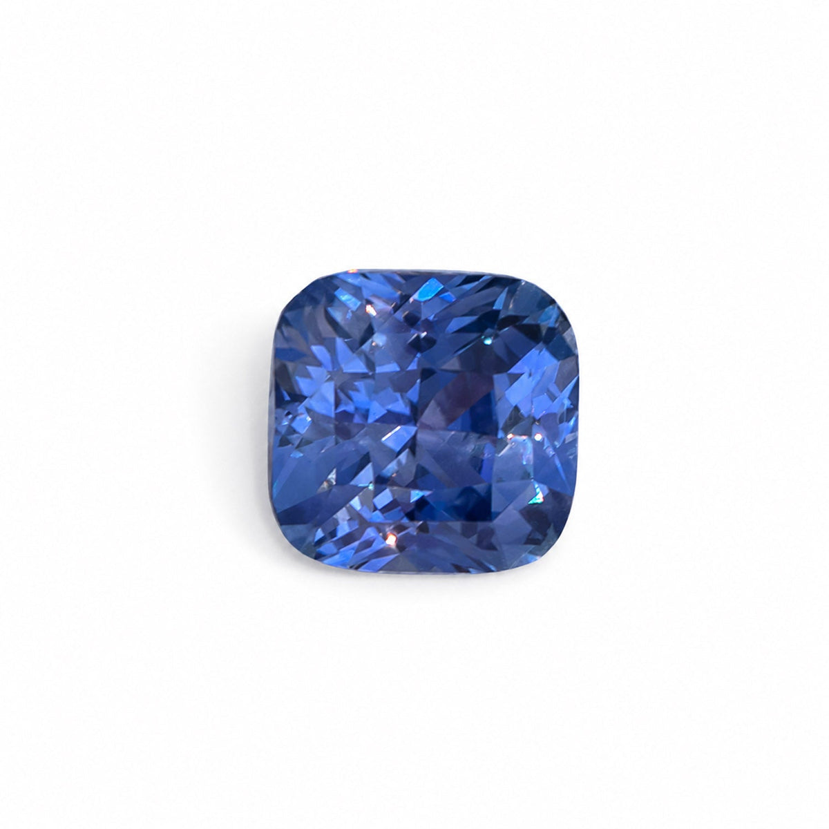 2.54 ct blue sapphire cushion cut shown at an angle