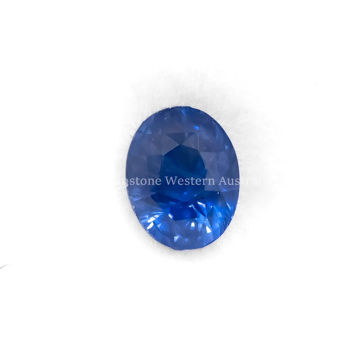 Front view of 2.04CT NATURAL VIVID BLUE SAPPHIRE – OVAL MIXED CUT (UNHEATED) in white background.