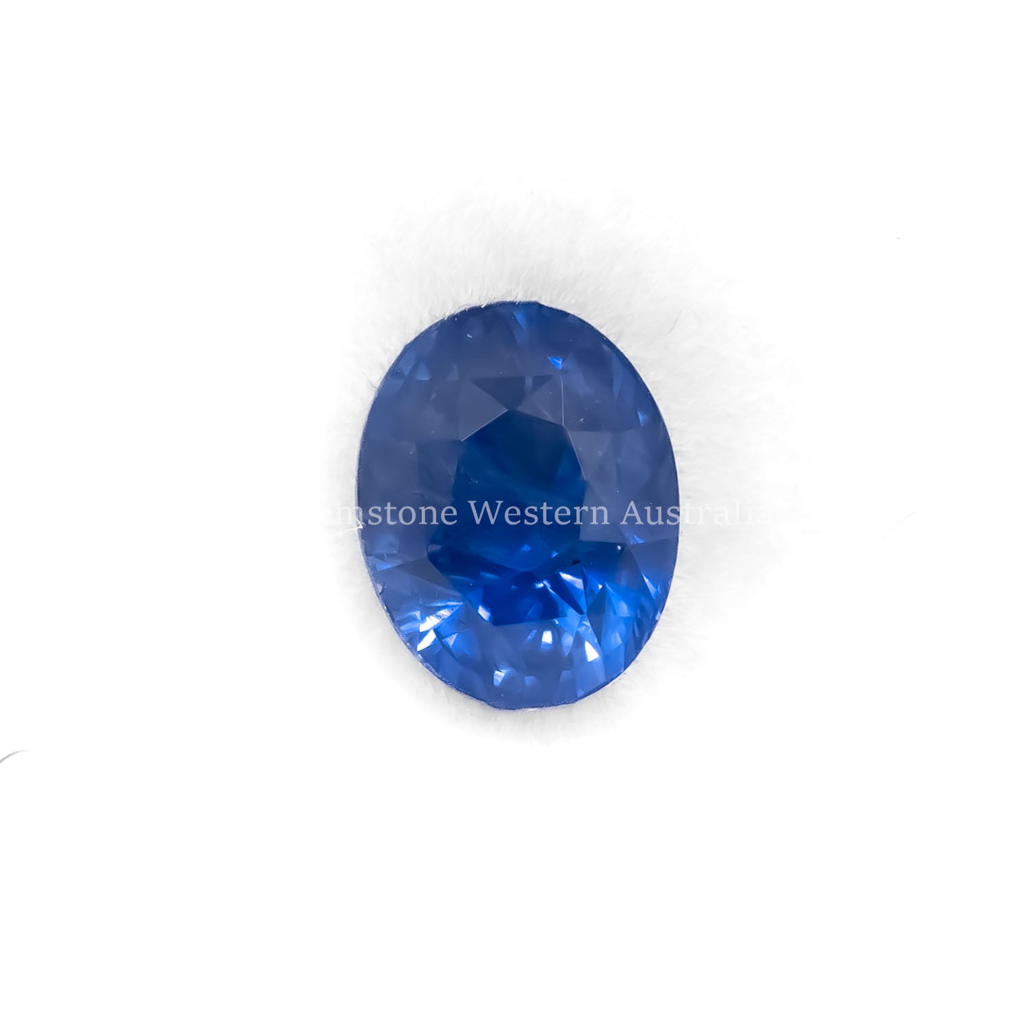 Front view of 2.04CT NATURAL VIVID BLUE SAPPHIRE – OVAL MIXED CUT (UNHEATED) in white background.
