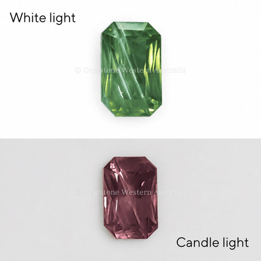 1.46 ct natural alexandrite, radiant step cut chrysoberyl