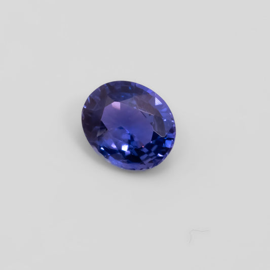 Front view of 0.91CT Natural Violetish Blue Sapphire – Oval Mixed Cut in white background