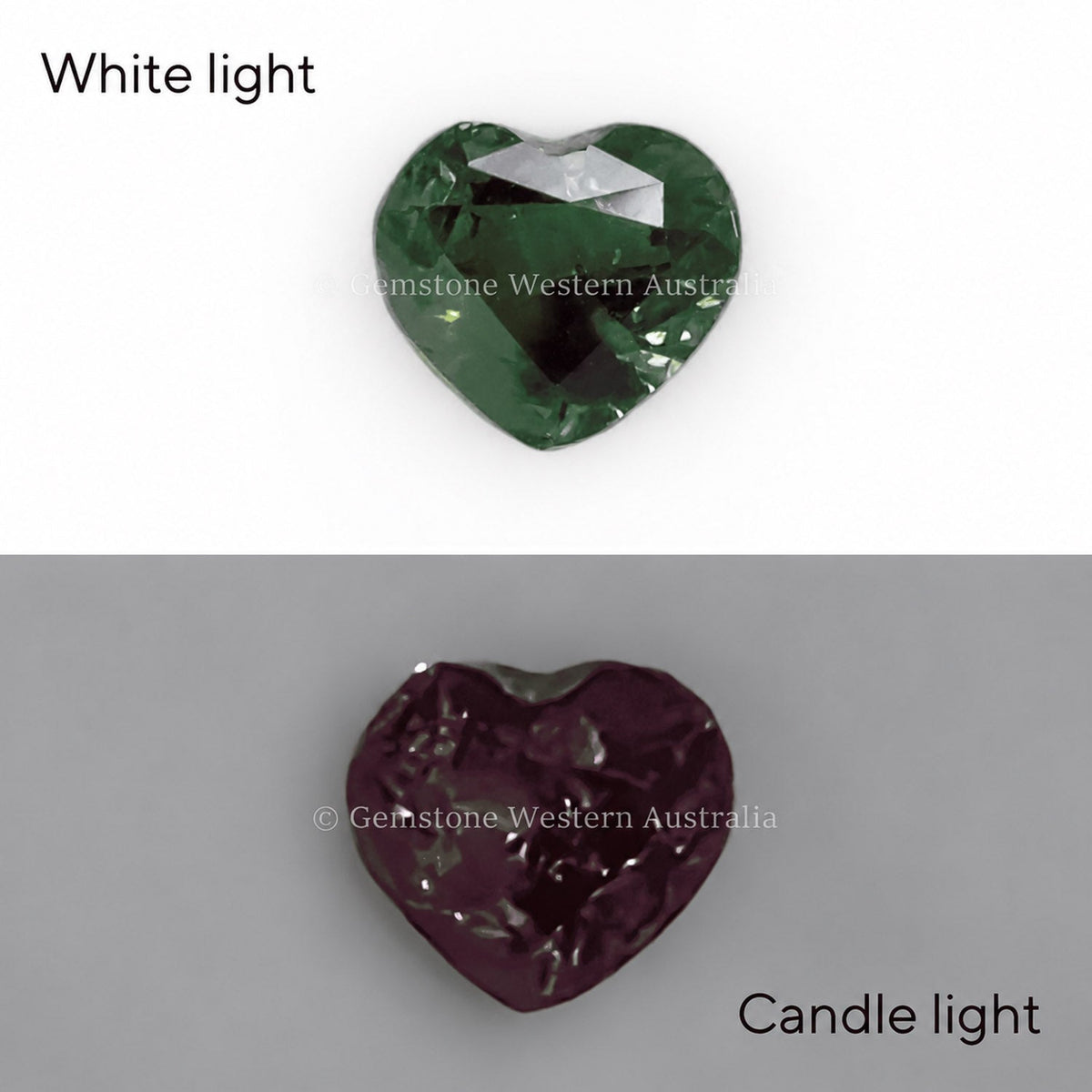 0.58 ct natural alexandrite, heart cut chrysoberyl