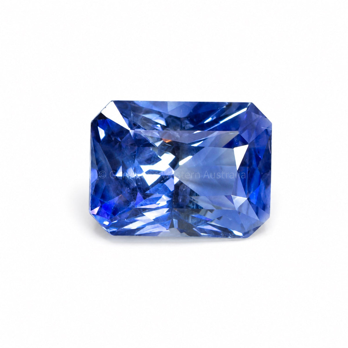 7.79 ct natural cornflower blue sapphire, radiant mixed cut
