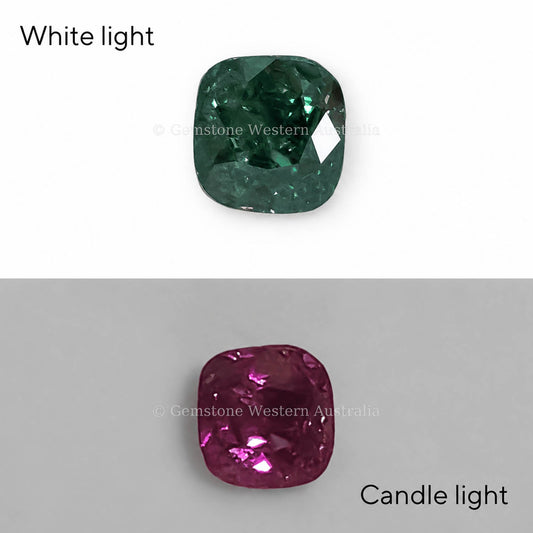 0.90 ct natural alexandrite, cushion cut chrysoberyl