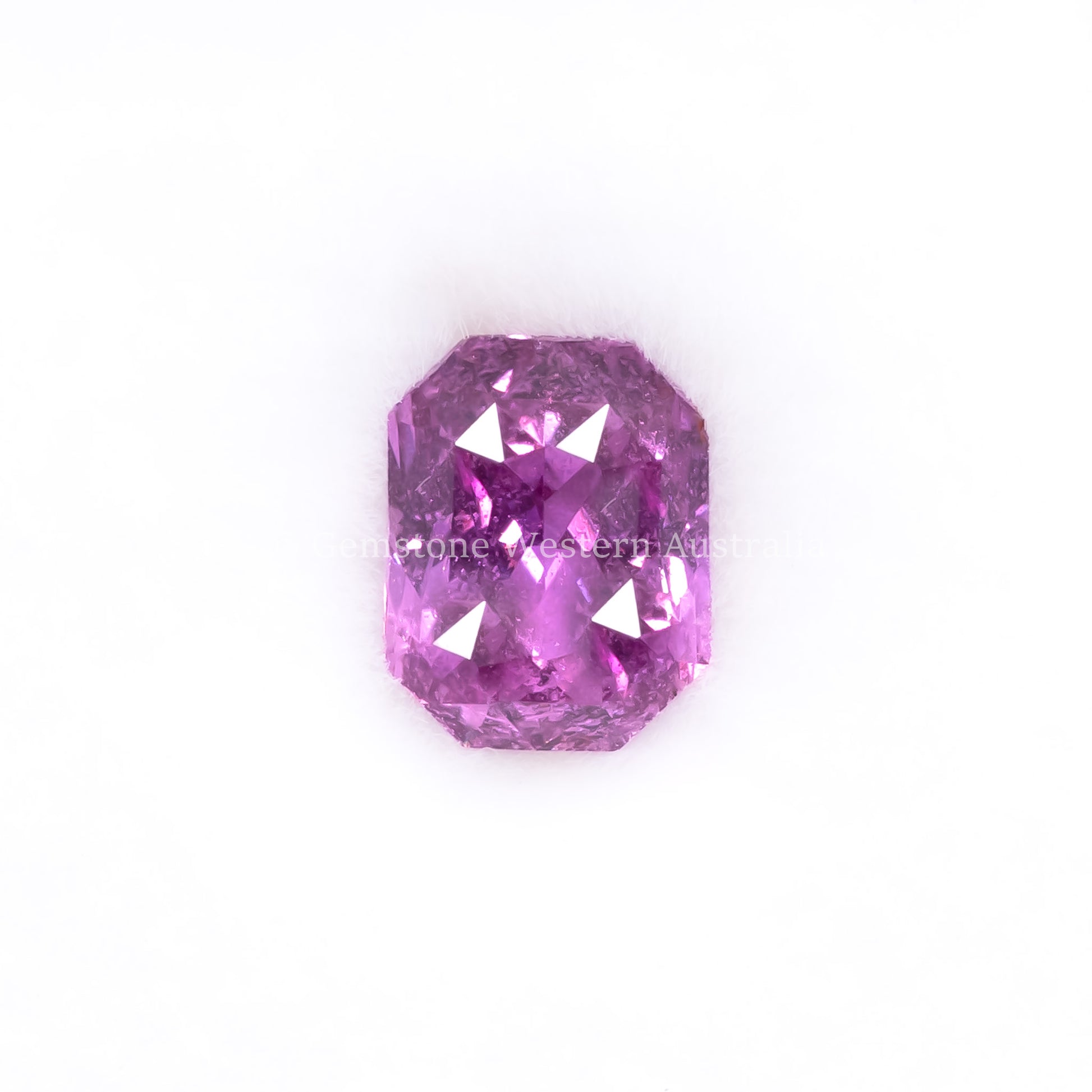 Front view of 1.19CT Natural Unheated Pink Sapphire – Radiant Mixed Cut in white background.