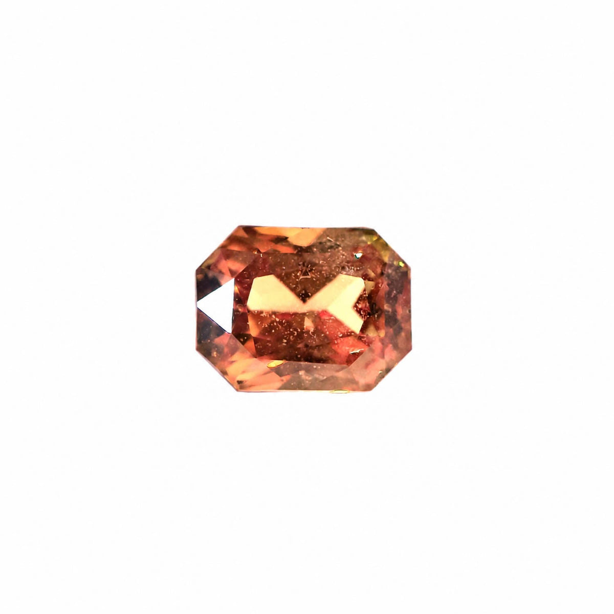 1.57 ct unheated natural sunset padparadscha sapphire, radiant mixed cut, certified