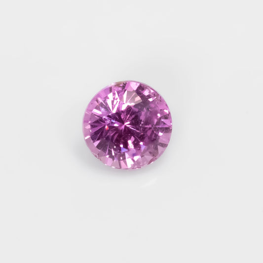 Front view of 1.32CT Natural Unheated Vivid Pink Sapphire – Round Mixed Cut in white background.