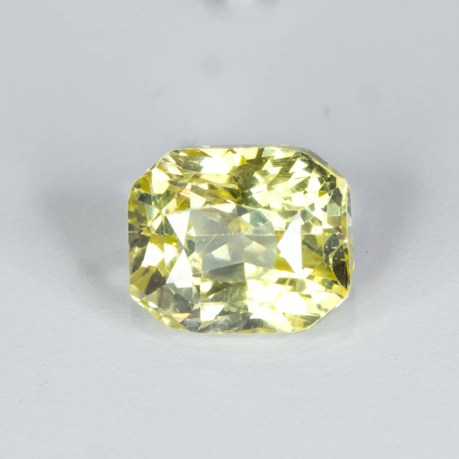front view of 5.01 CT NATURAL YELLOW SAPPHIRE RADIANT MIX CUT UNHEATED white background
