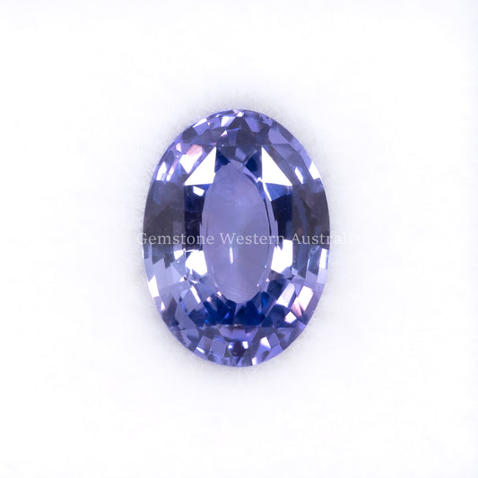 Front view of 2.81CT Natural Unheated Violet Sapphire – Oval Mixed Cut in white background.