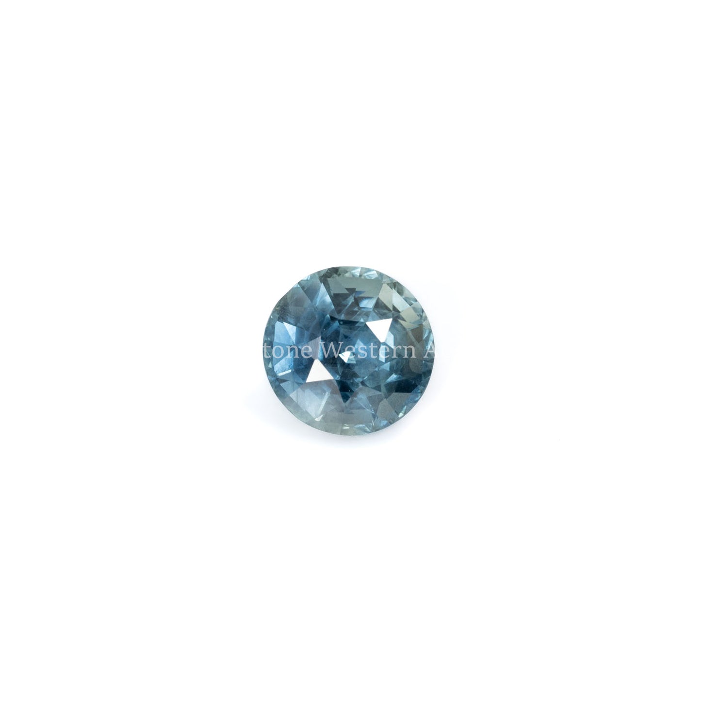 Front view of 2.03CT Natural Unheated Green Sapphire – Faceted Round Mixed Cut in a white background.
