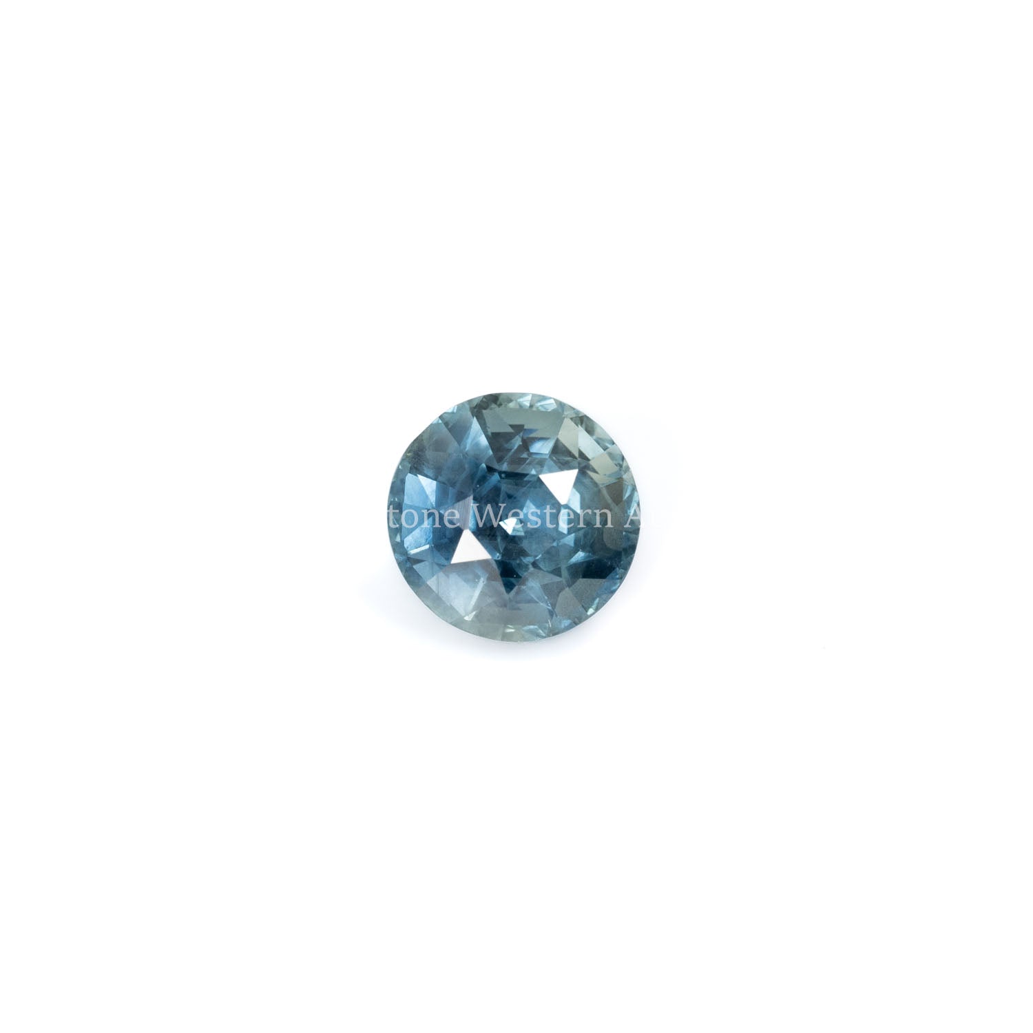 Front view of 2.03CT Natural Unheated Green Sapphire – Faceted Round Mixed Cut in a white background.