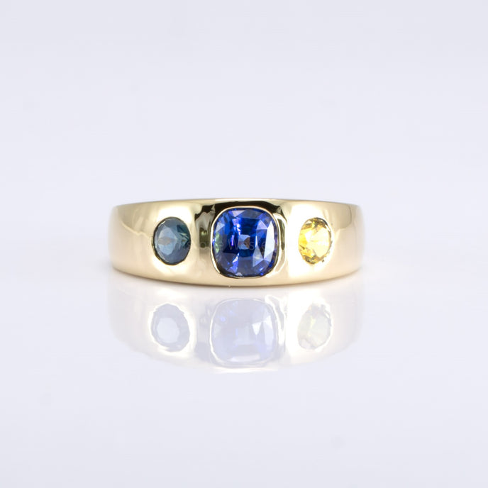 Teal Sapphire Diamond Ring