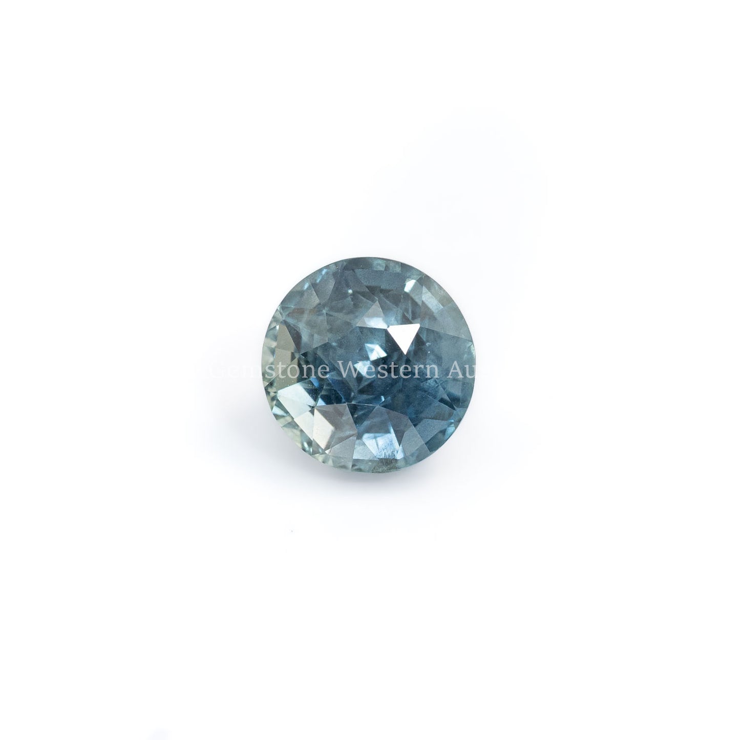 Front view of 2.59CT Natural Unheated Blue Sapphire – Faceted Round Mixed Cut in white background.