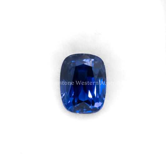 View front of 1.64CT NATURAL VIVID ROYAL BLUE SAPPHIRE – RECTANGULAR CUSHION CUT (UNHEATED) in white background
