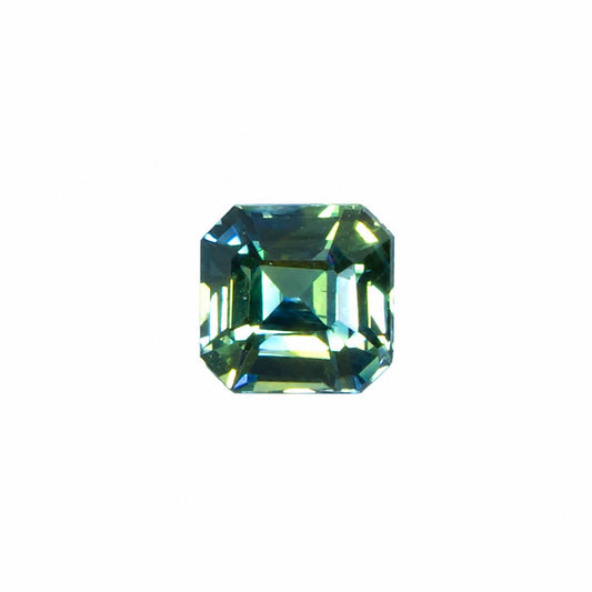 0.73 ct unheated natural teal green sapphire, octagon cut, certified