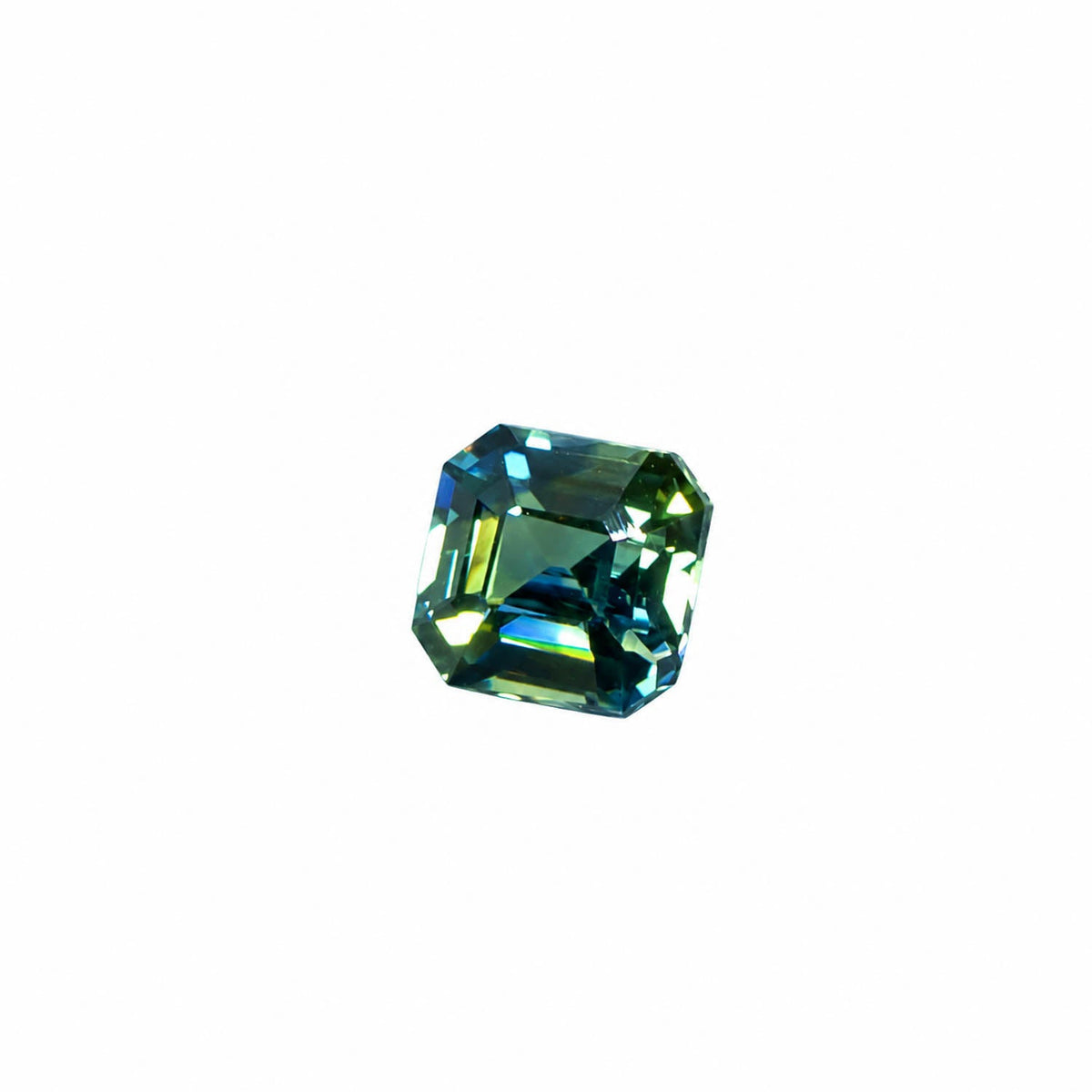 0.73 ct unheated teal green octagon sapphire, second view