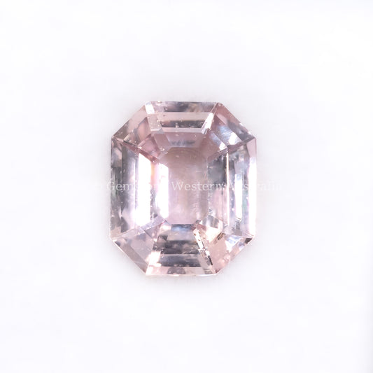 Front view of 2.20CT Natural Unheated Peach Sapphire – Radiant Step Cut in white background