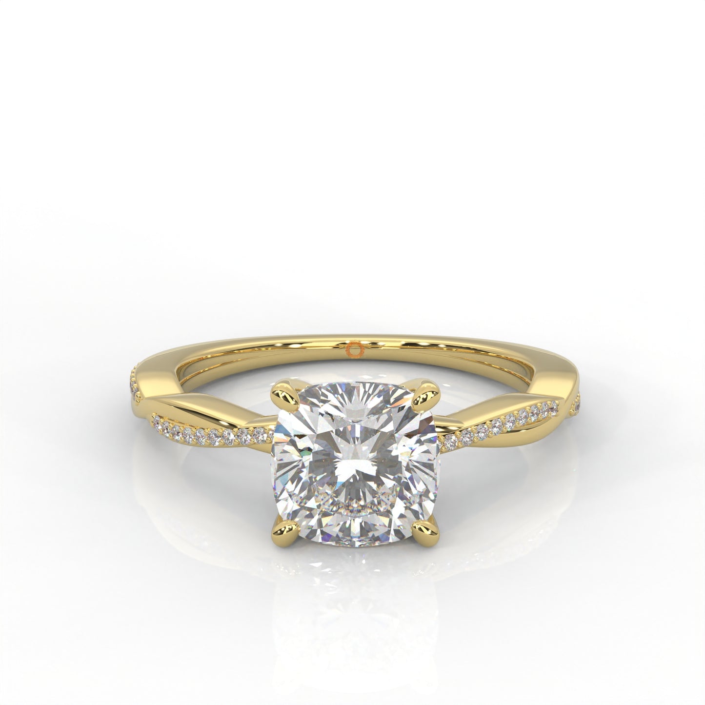 Ava Solitaire Cushion Diamond ring  Twisted band Accent in Gold 