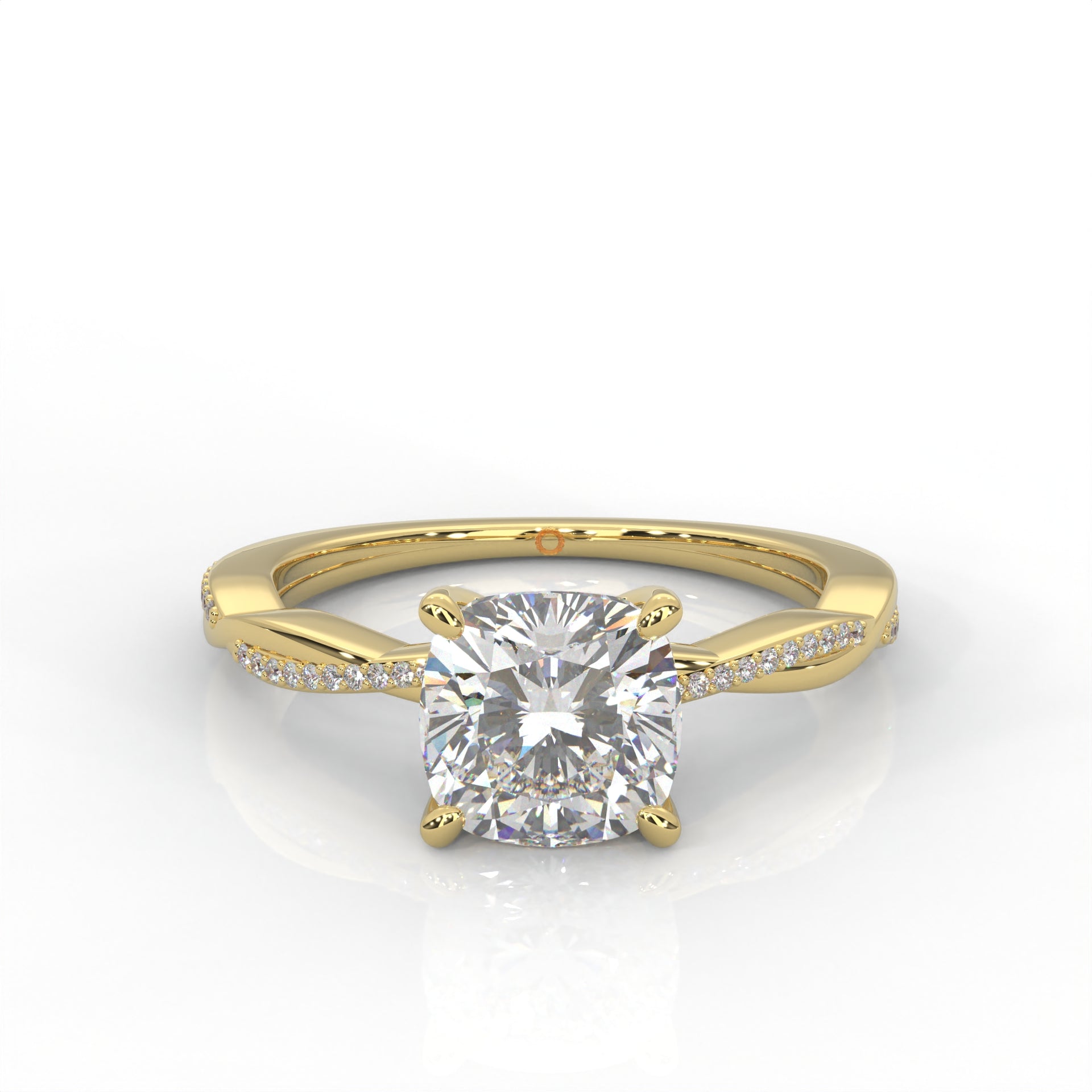 Ava Solitaire Cushion Diamond ring  Twisted band Accent in Gold 