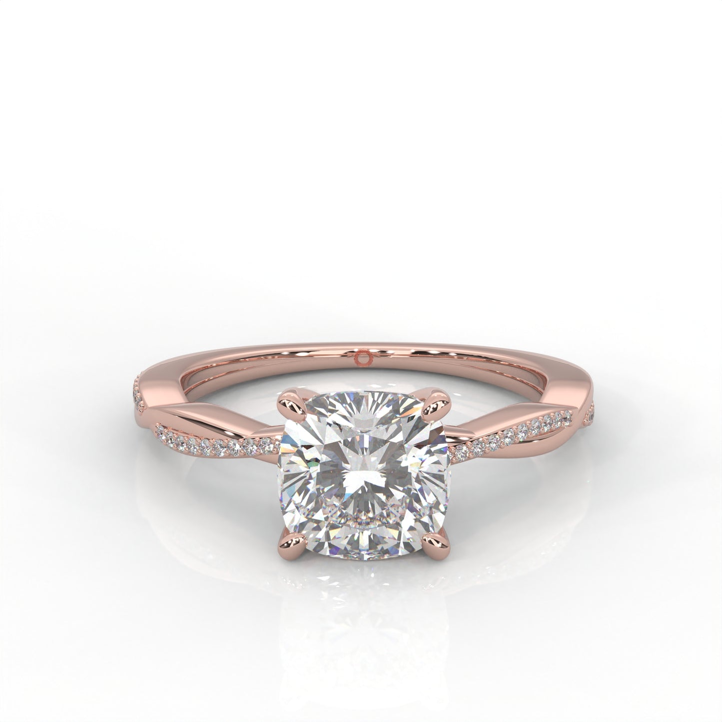 Ava Solitaire Cushion Diamond ring  Twisted band Accent in  rose Gold 