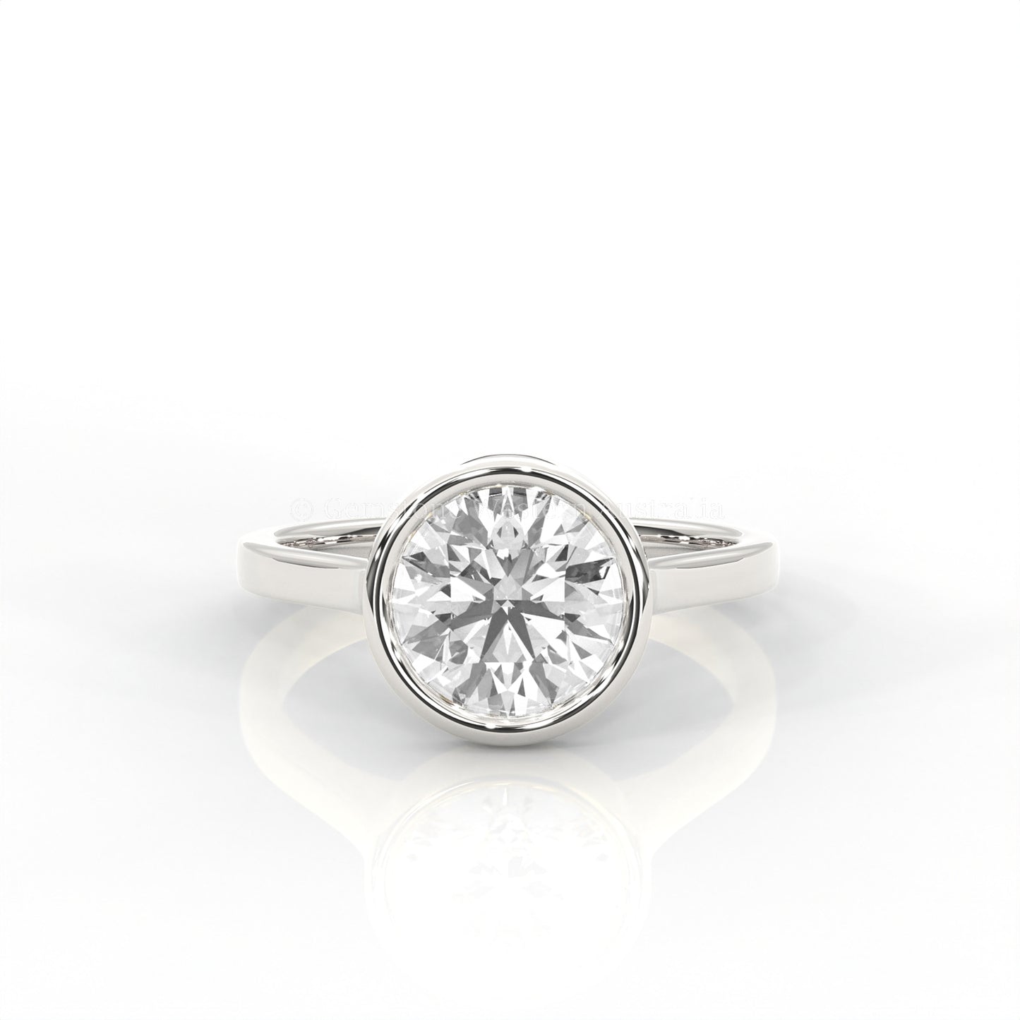 Bev  Solitaire Round Diamond  Bezel Set   Ring in  Platinum