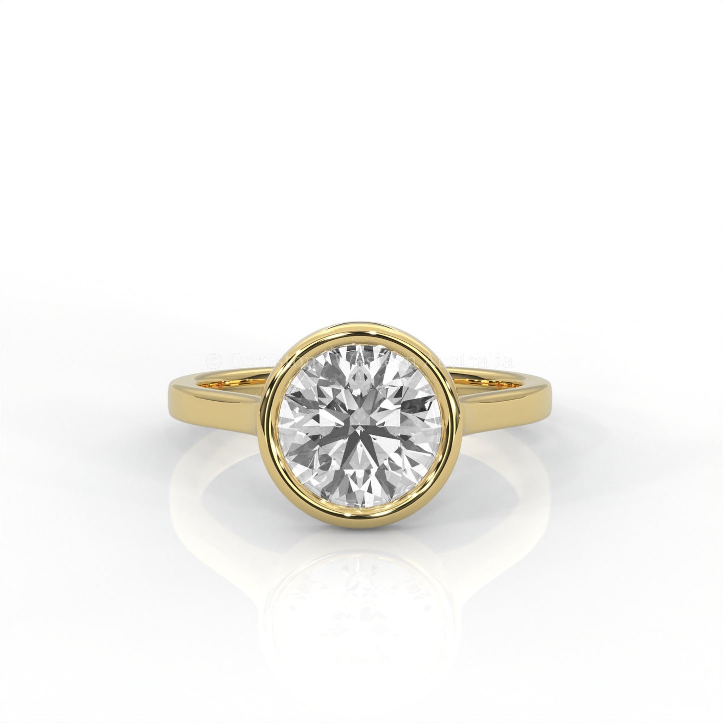 Bev  Solitaire Round Diamond  Bezel Set   Ring in  Yellow Gold 