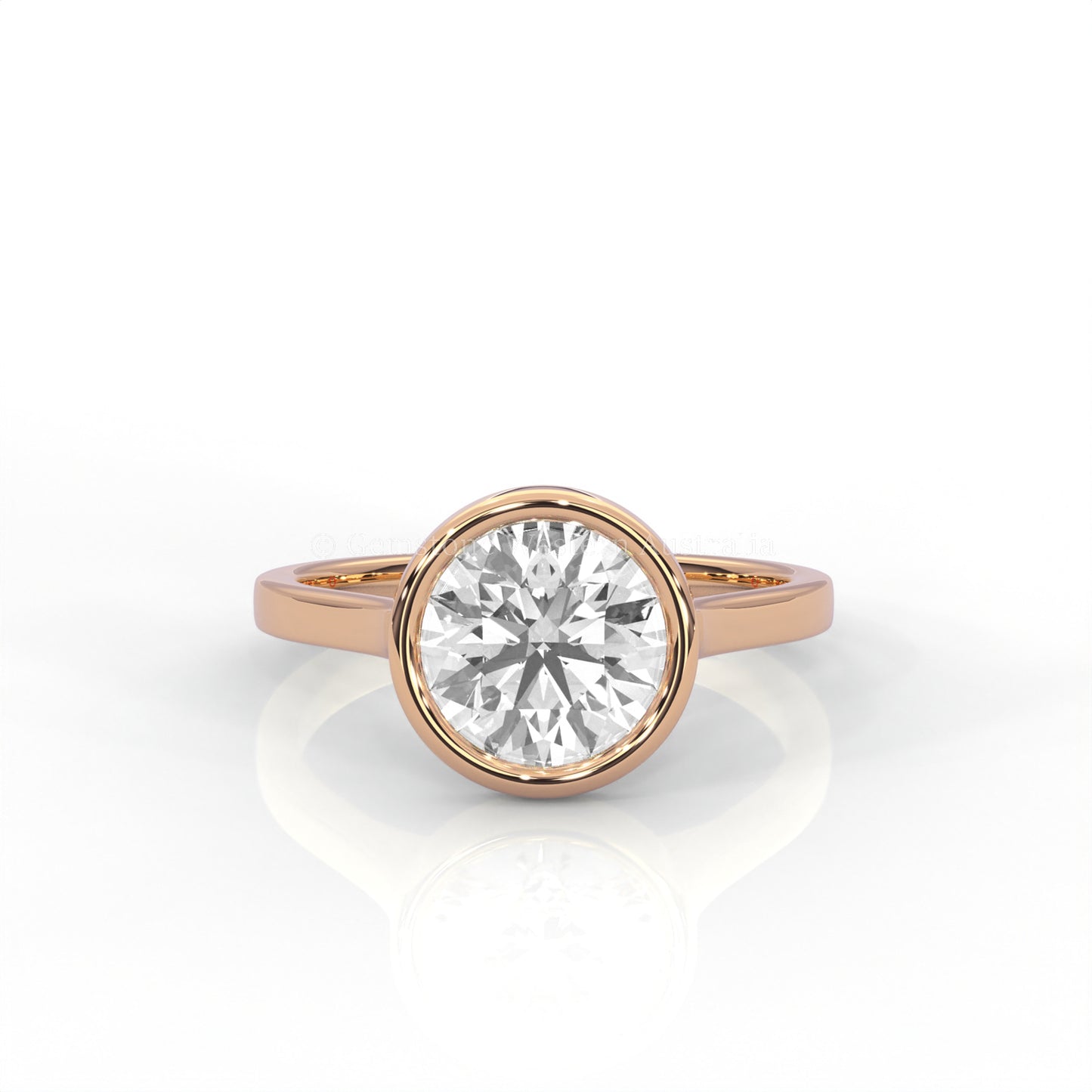 Bev  Solitaire Round Diamond  Bezel Set   Ring in  rose gold