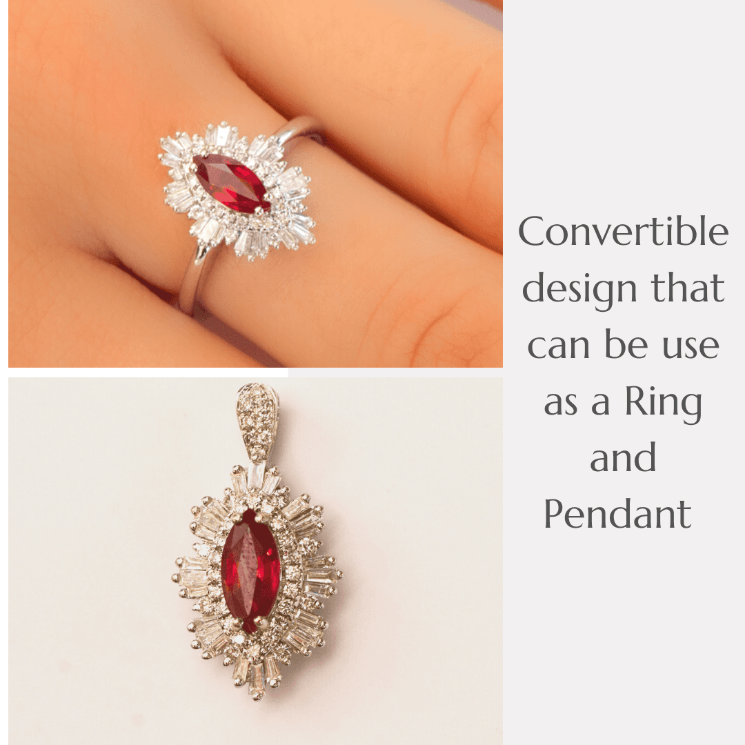 Art Deco Unheated Vivid Red Ruby and Diamonds Ring
