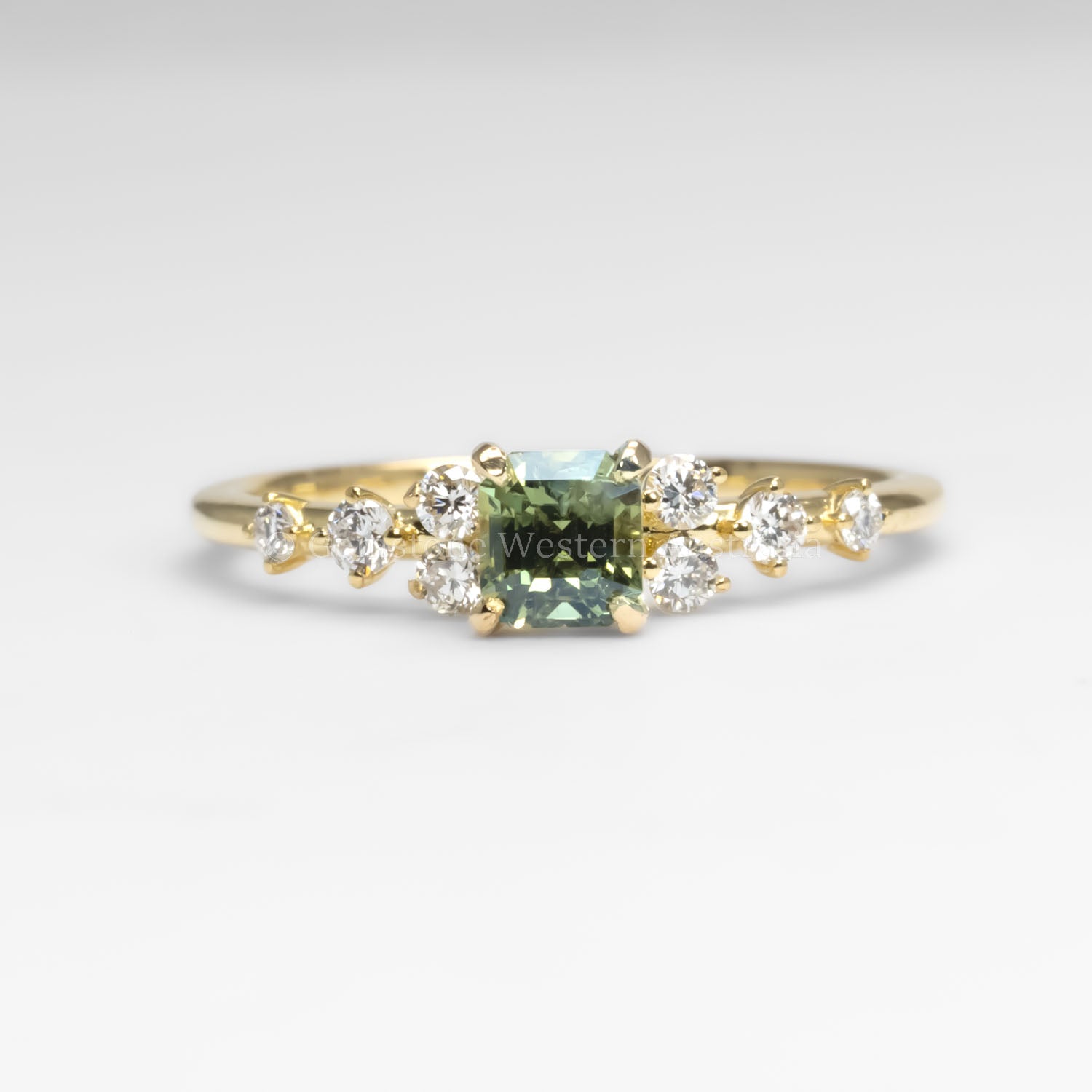 front view of Natural Octagon Cut Alexandrite Ring 0.53ct with Diamond Accents in white background