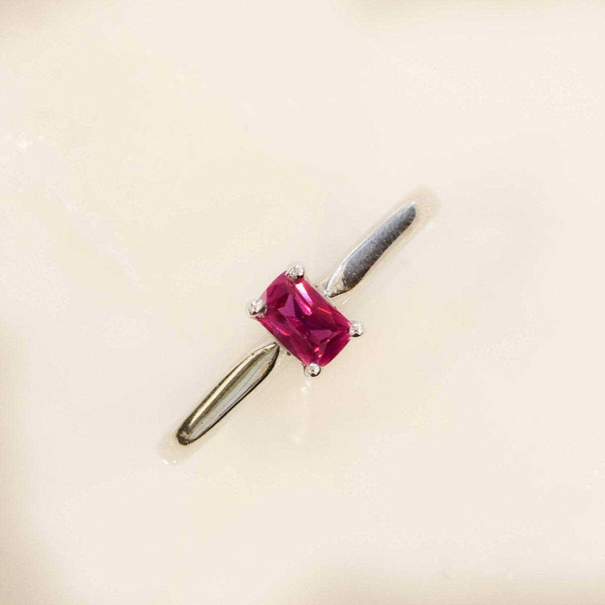 Ruby Solitaire Ring in 9K White Gold