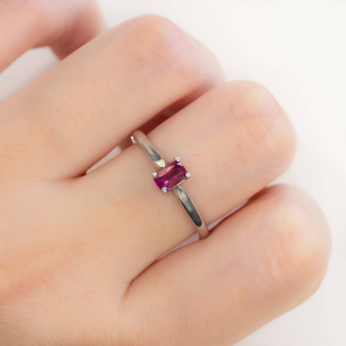 Ruby Solitaire Ring in 9K White Gold