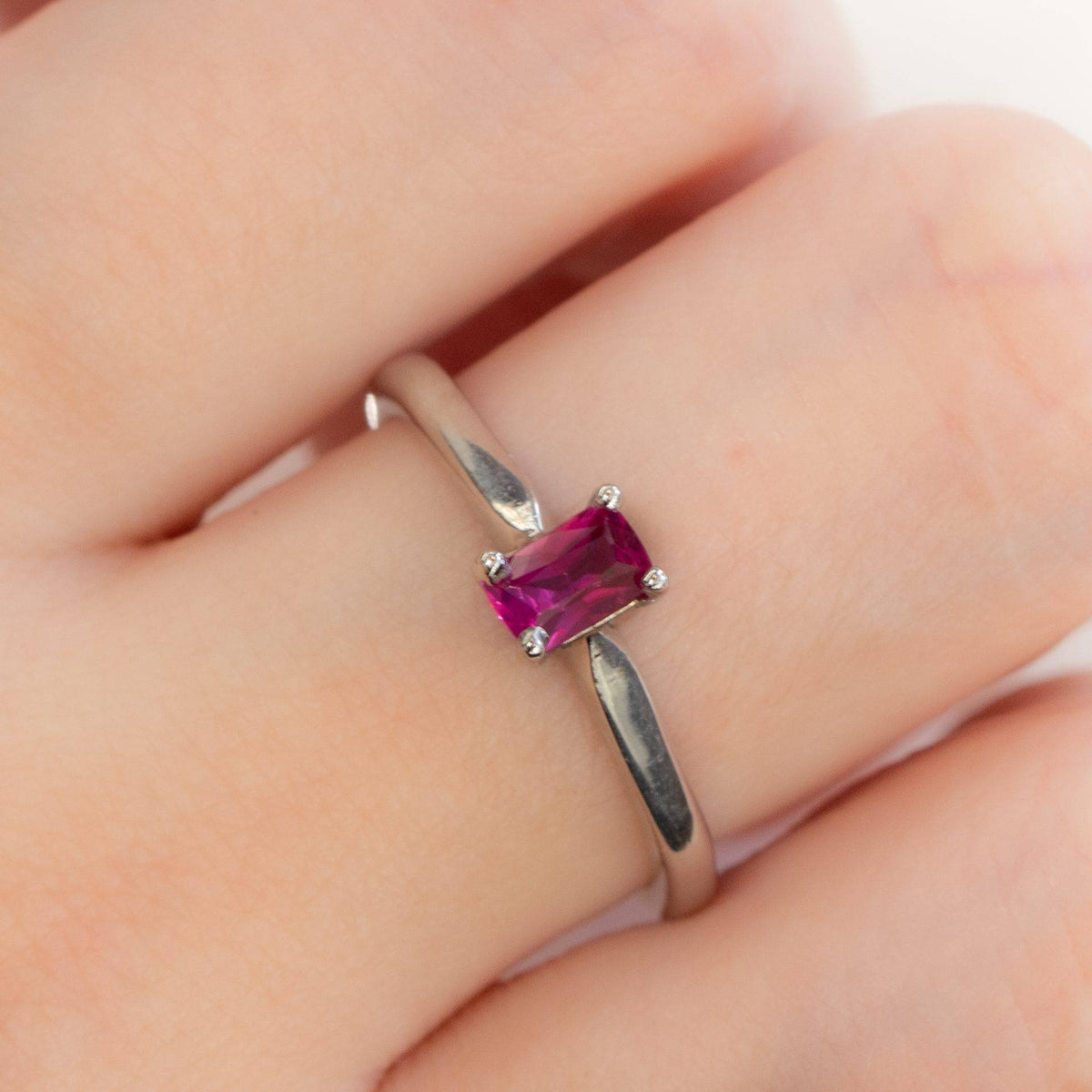 Ruby Solitaire Ring in 9K White Gold