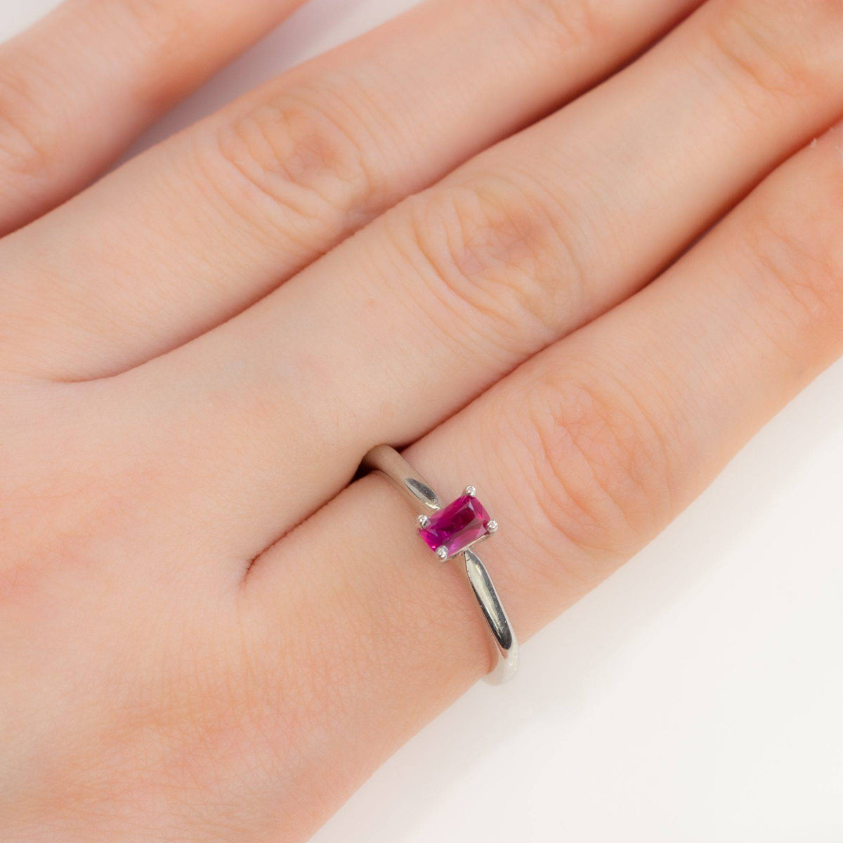 Ruby Solitaire Ring in 9K White Gold