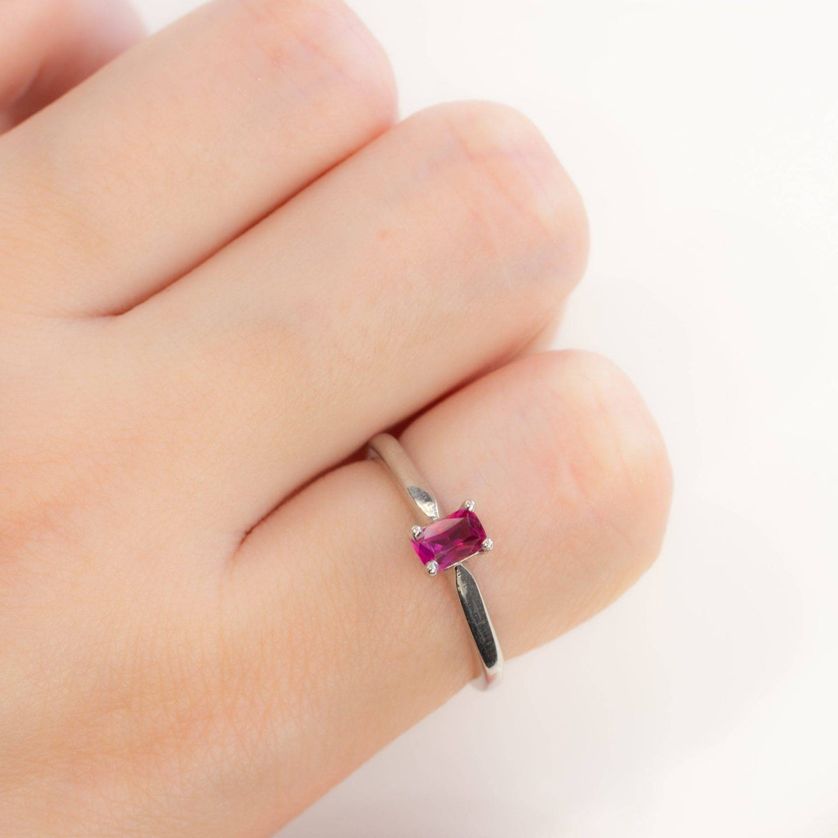 Ruby Solitaire Ring in 9K White Gold