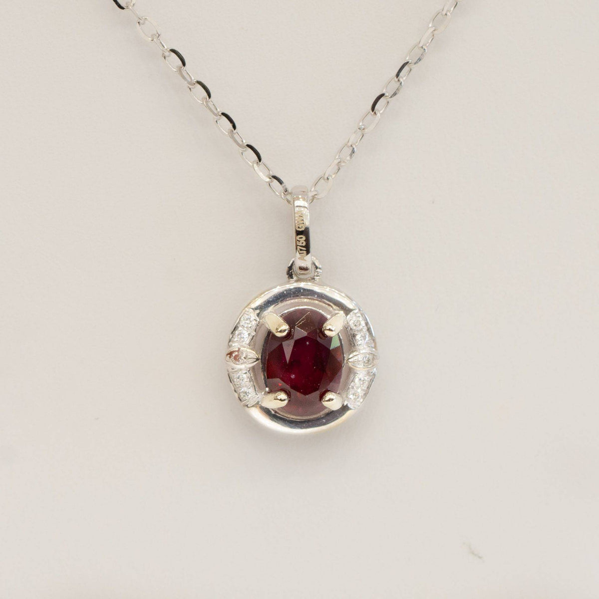 Ruby and Diamond Pendant Necklace 18K Gold