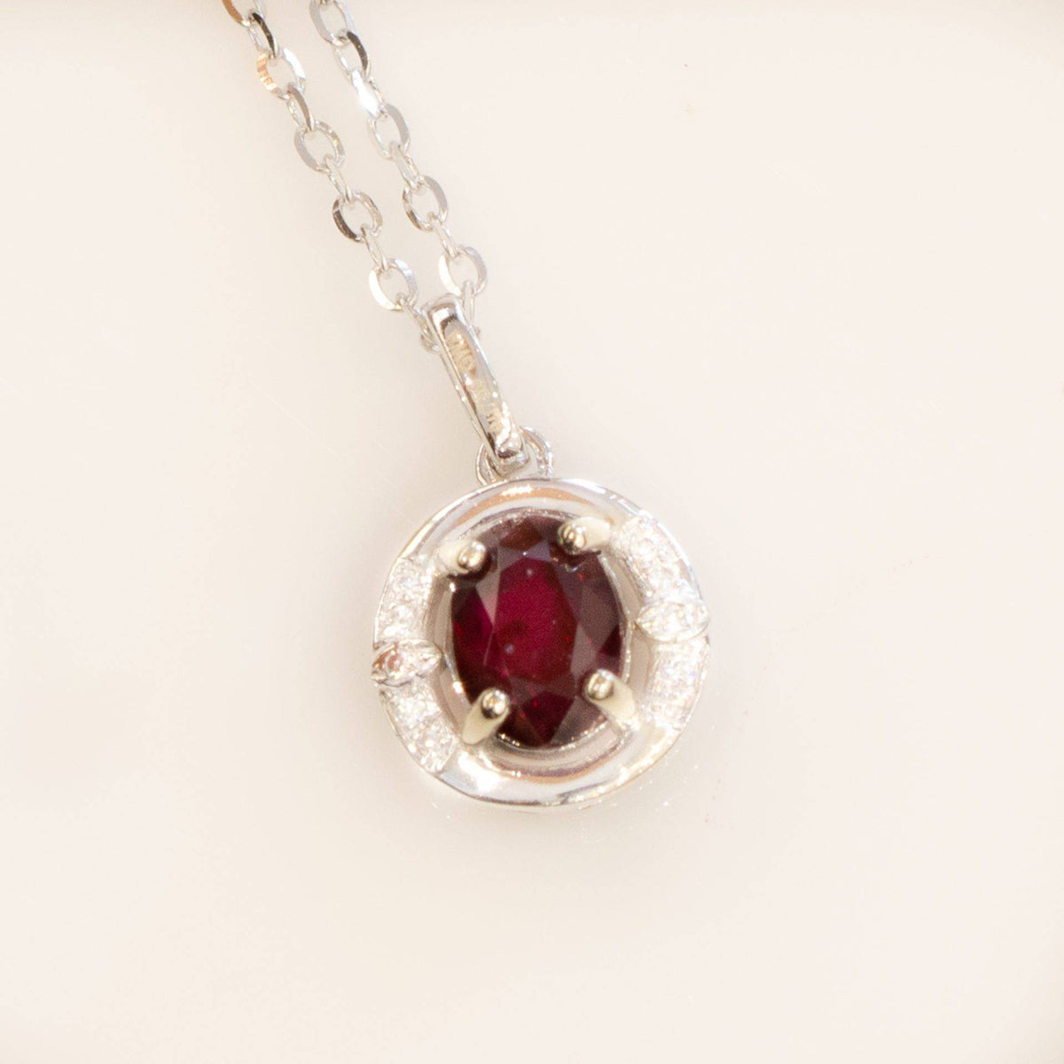 Ruby and Diamond Pendant Necklace 18K Gold