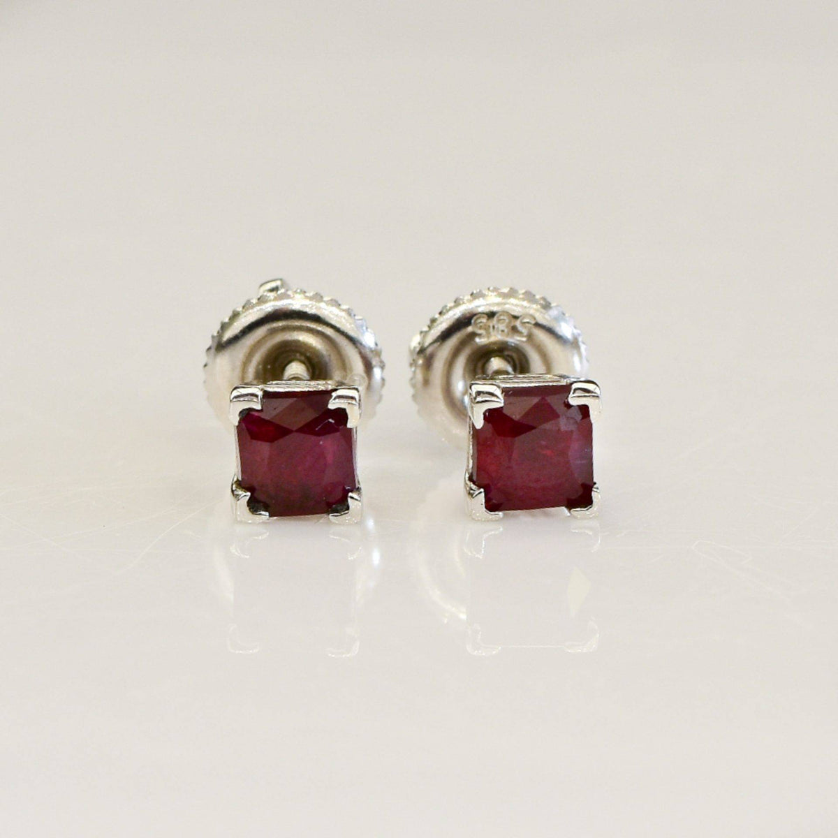 1ct Ruby Stud Earrings 14ct White Gold