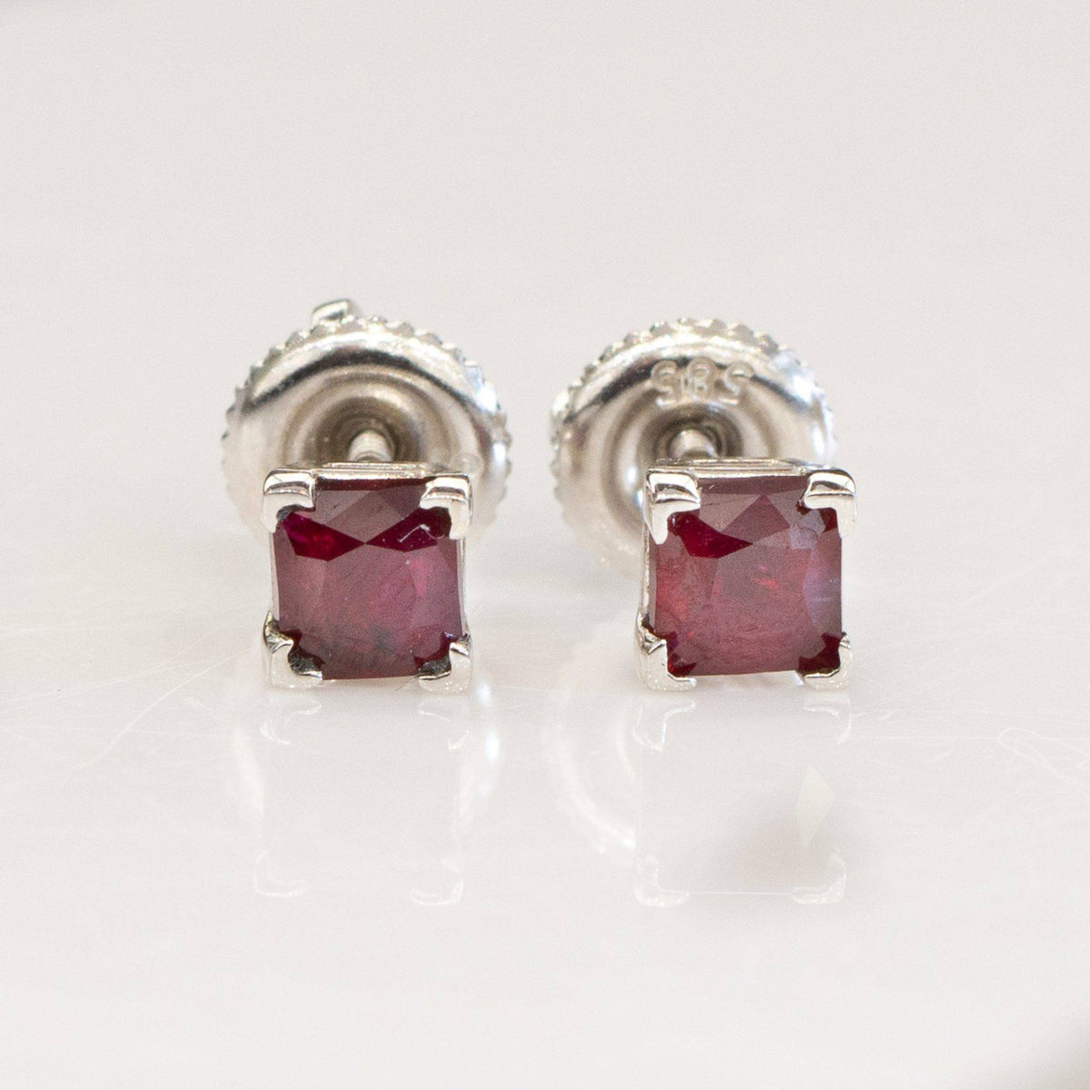 1ct Ruby Stud Earrings 14ct White Gold