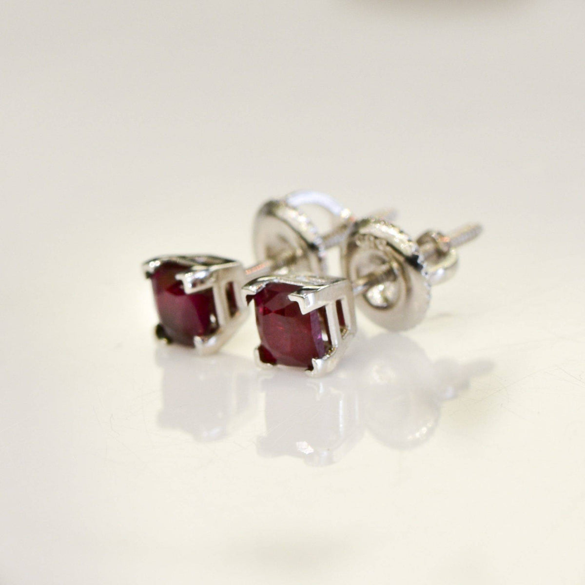 1ct Ruby Stud Earrings 14ct White Gold